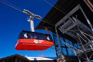 The tram at Jackson Hole Mountain Resort on a bluebird day.