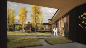 Modern architect rendering of The Lap House Residence in Wilson, Wyoming.